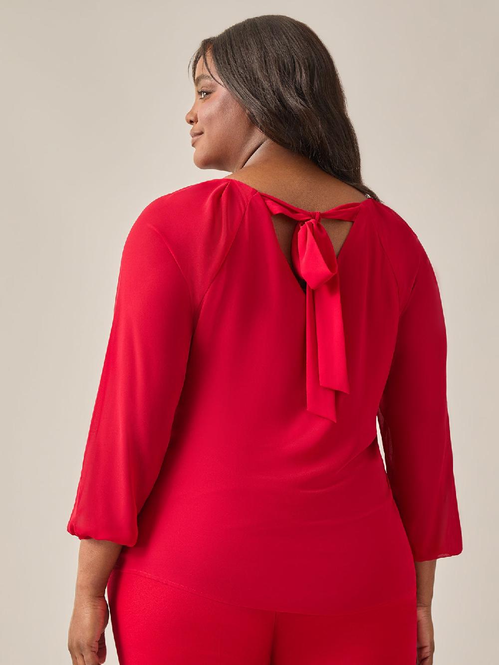Kasper Raglan Sleeve Blouse Crimson