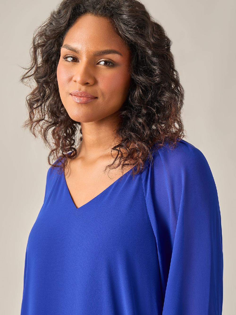 Kasper Raglan Sleeve Blouse Royal Signature