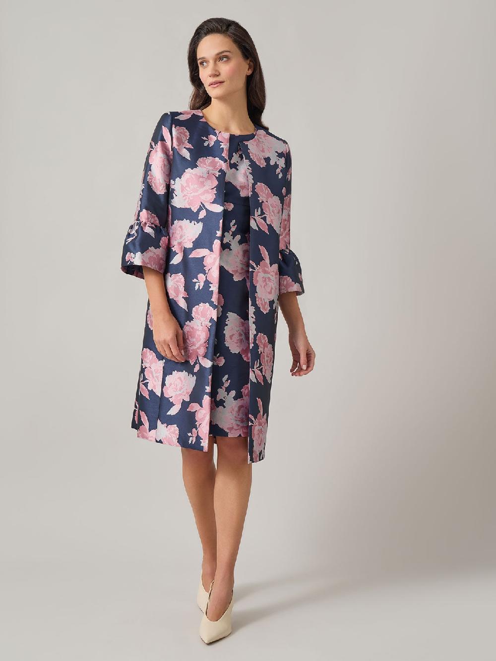 kasper Ruffle Bell Sleeve Topper Jacquard