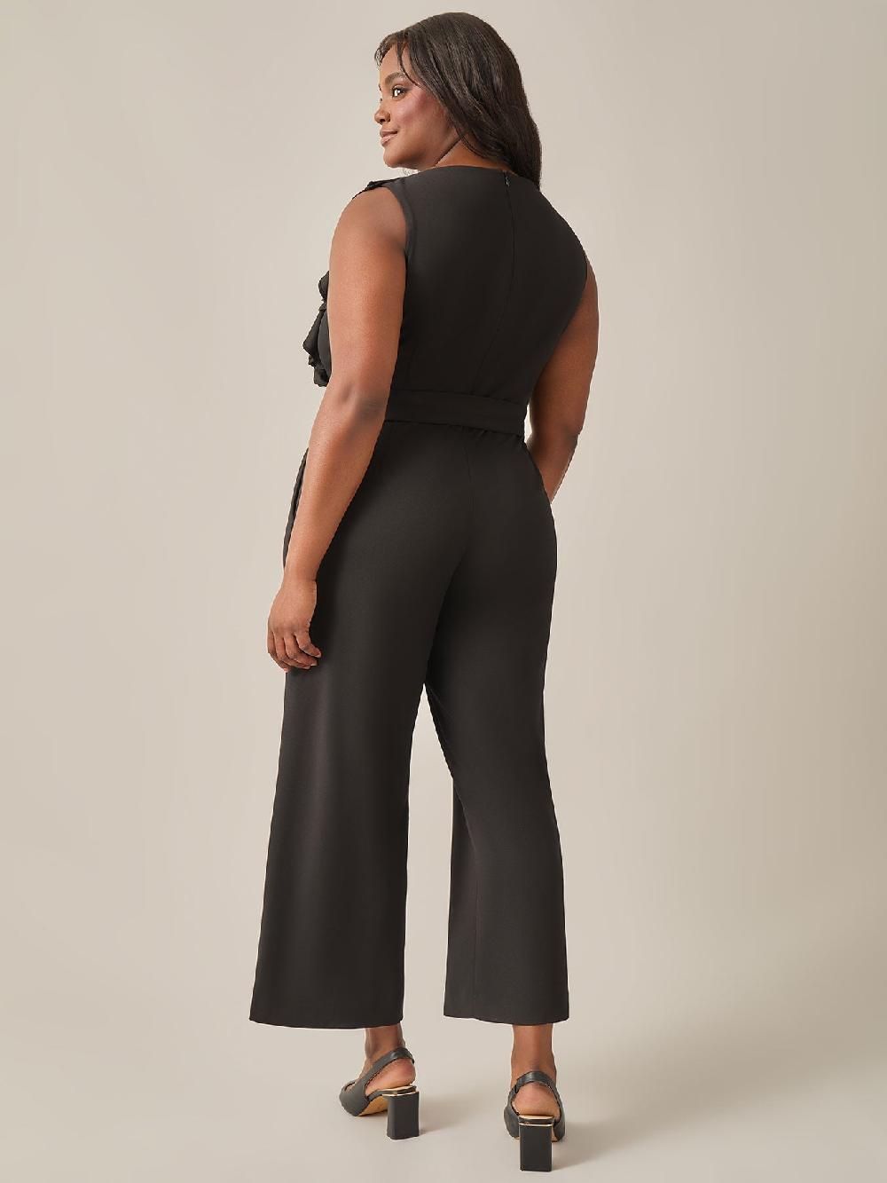 Kasper Ruffle Shoulder Jumpsuit Black