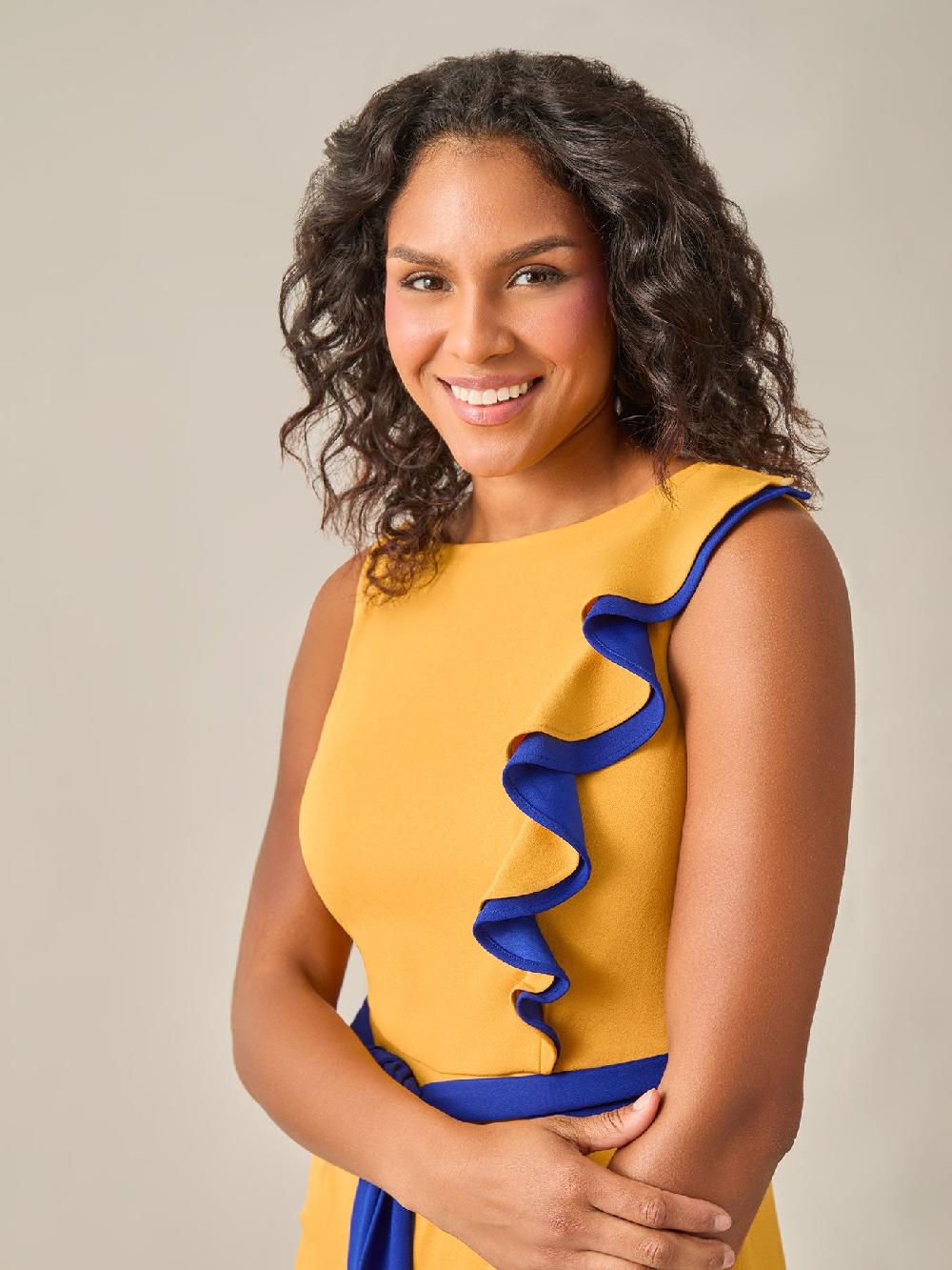 Kasper Ruffle Shoulder Jumpsuit Gold Signature