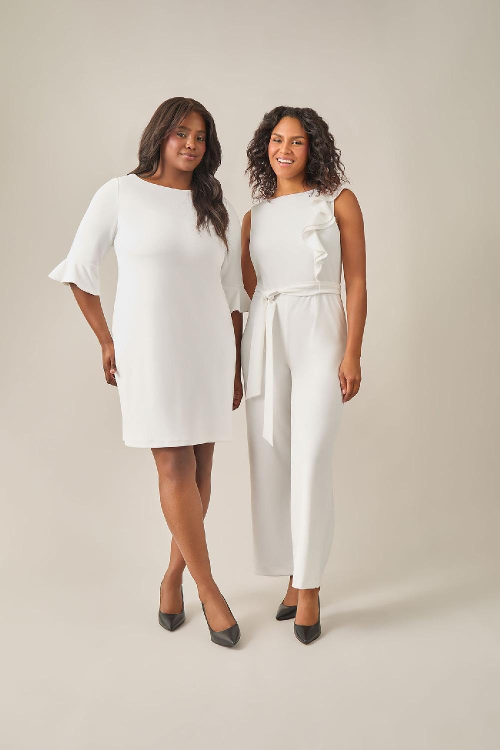 Kasper Ruffle Shoulder Jumpsuit White