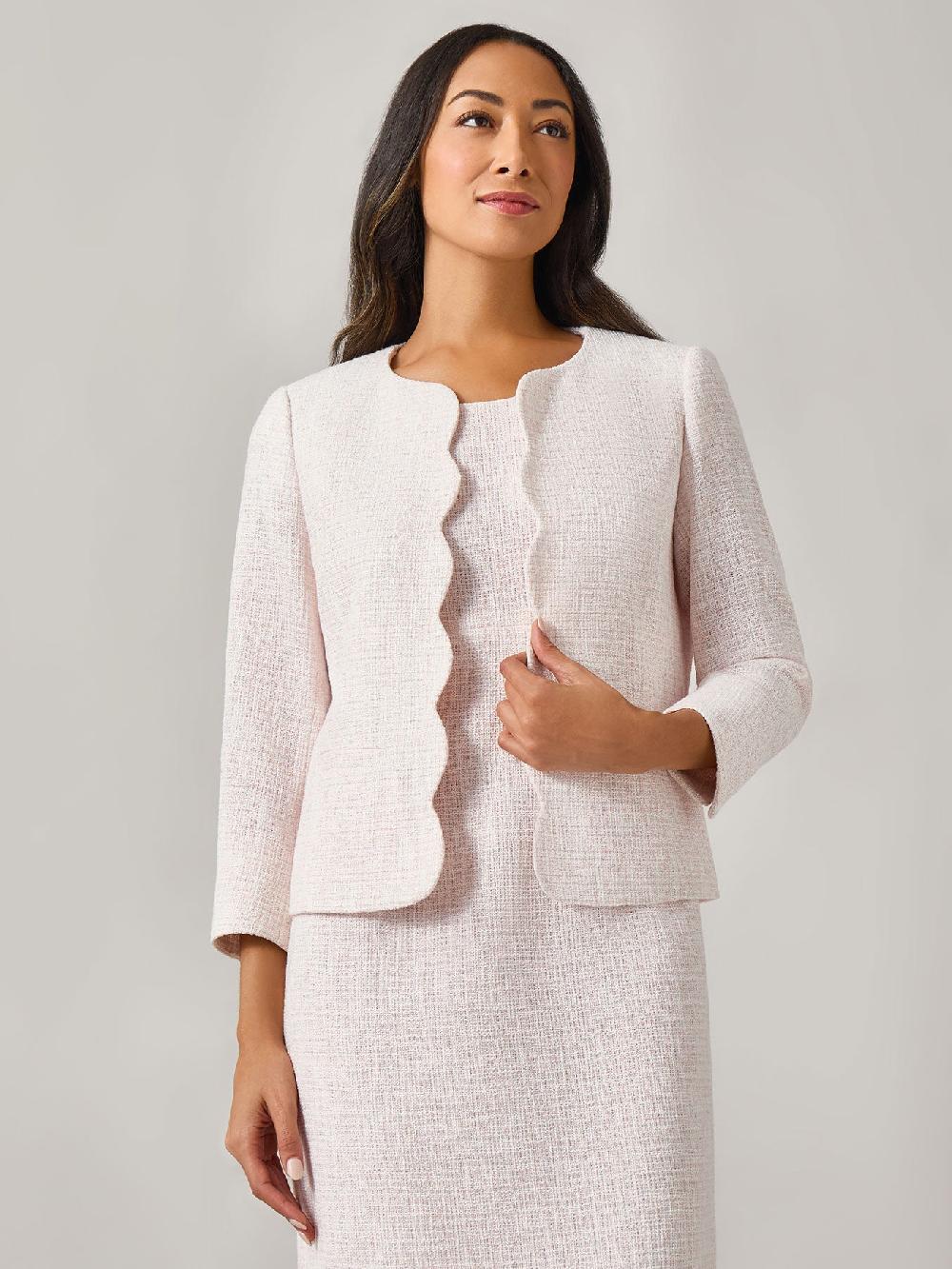 kasper Scallop Front Jacket Tweed