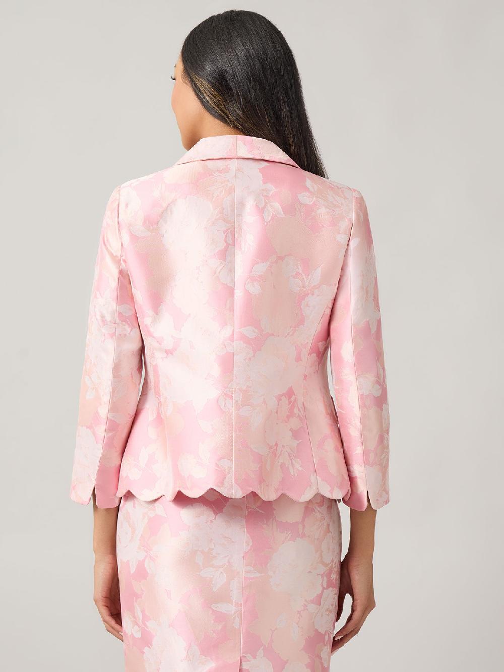 Kasper Scalloped Hem Jacket Floral Jacquard