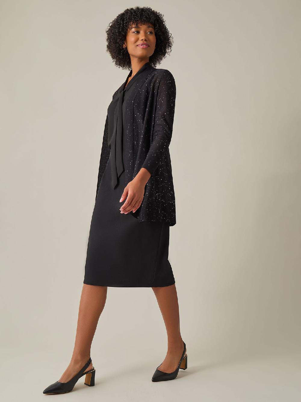 Kasper Sequined Open Front Cardigan