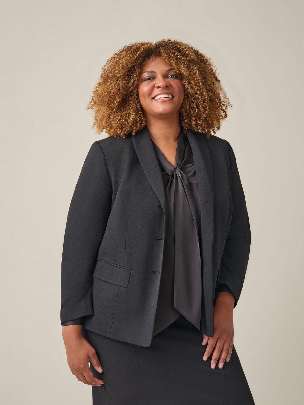 kasper Shawl-Collar Three-Button Jacket Black