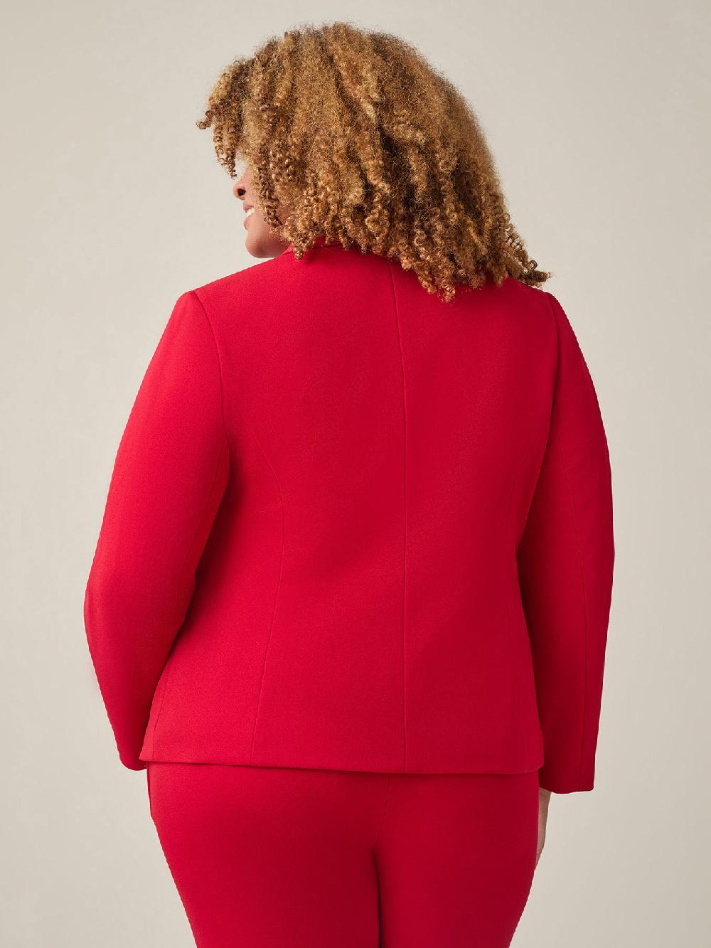 Kasper Shawl-Collar Three-Button Jacket Crimson