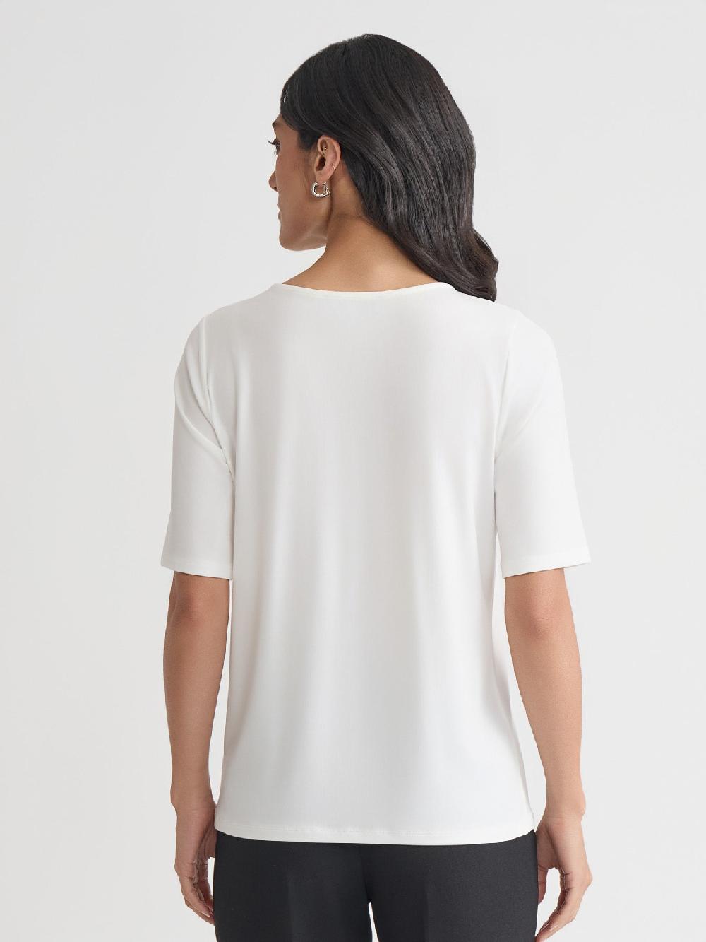 Kasper Short Sleeve Shirred Neck Top Everyday Knit