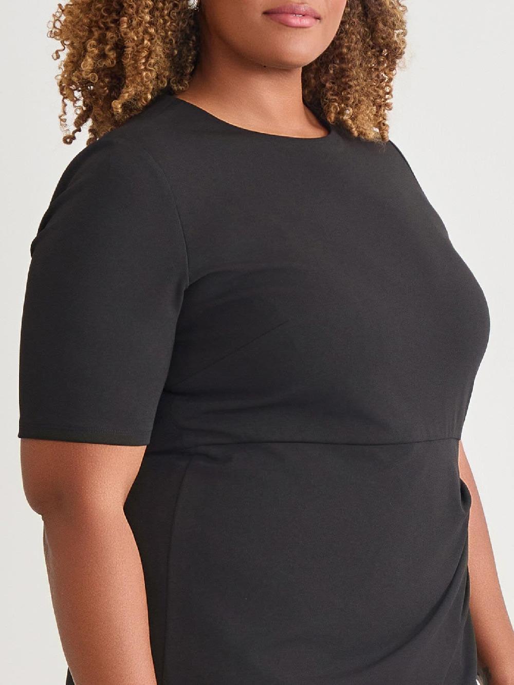 Kasper Short Sleeve Wrap Skirt Dress Black