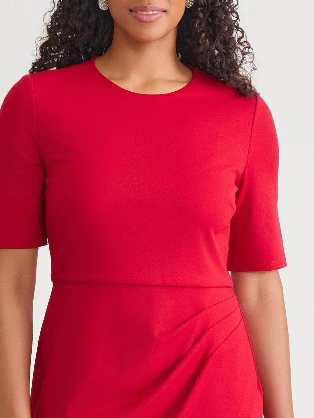 Kasper Short Sleeve Wrap Skirt Dress Crimson