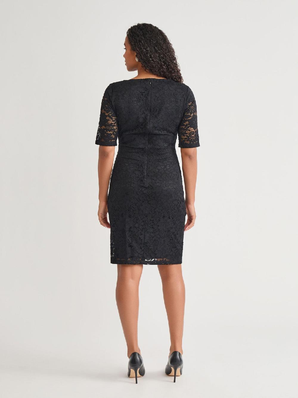 Kasper Side Ruch Dress Black