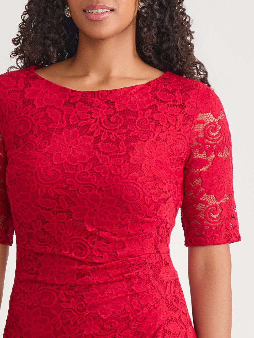 Kasper Side Ruch Dress Crimson