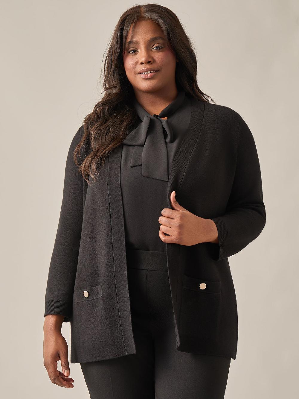 Kasper Sleeveless Bow Neck Blouse Black