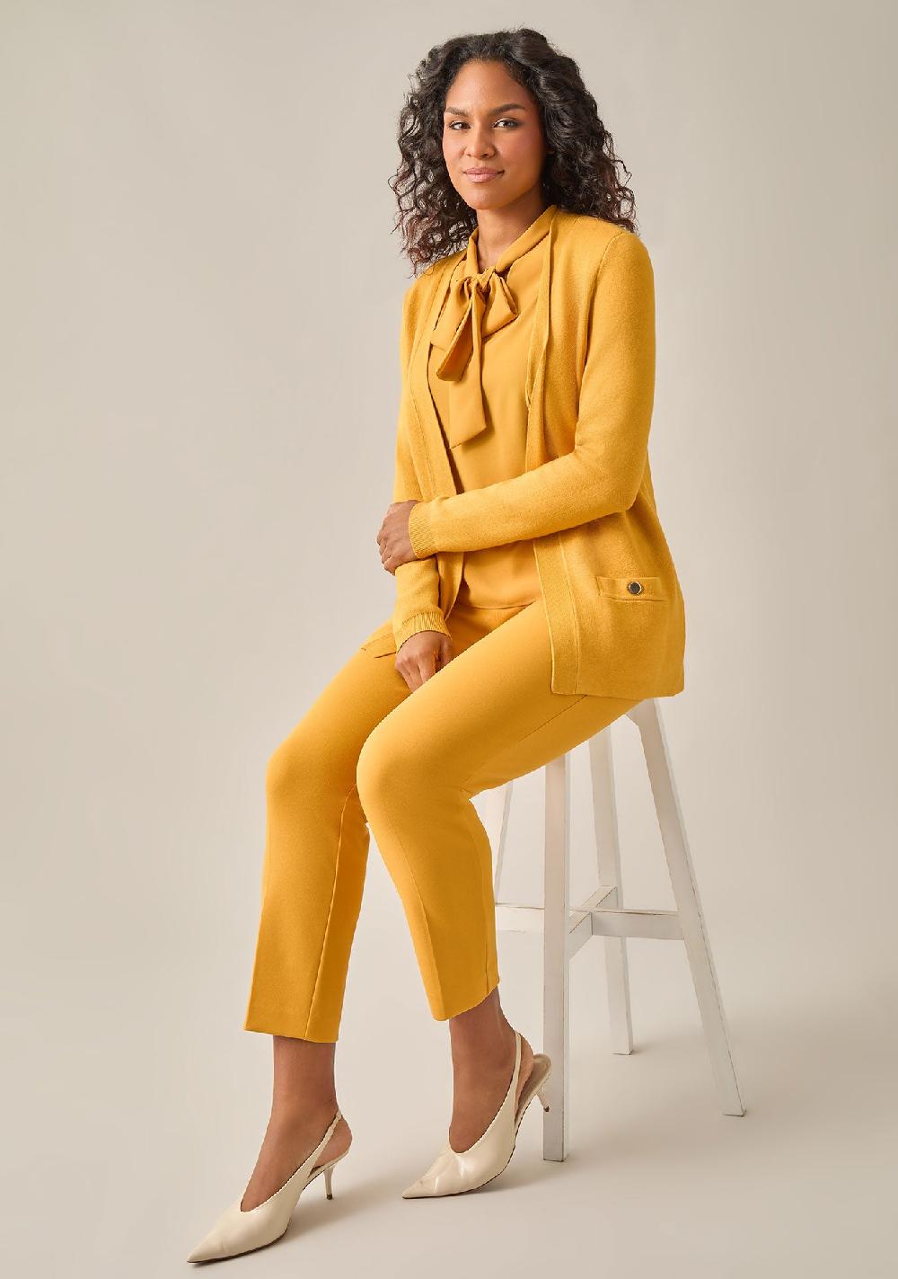 Kasper Sleeveless Bow Neck Blouse Gold Signature