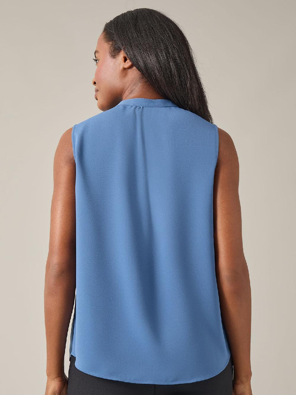 Kasper Sleeveless Keyhole Blouse Solid Crepe
