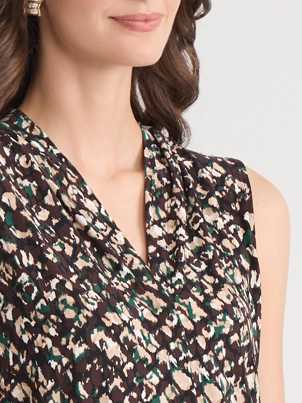 Kasper Sleeveless Pleat Neck Top Everyday Knit