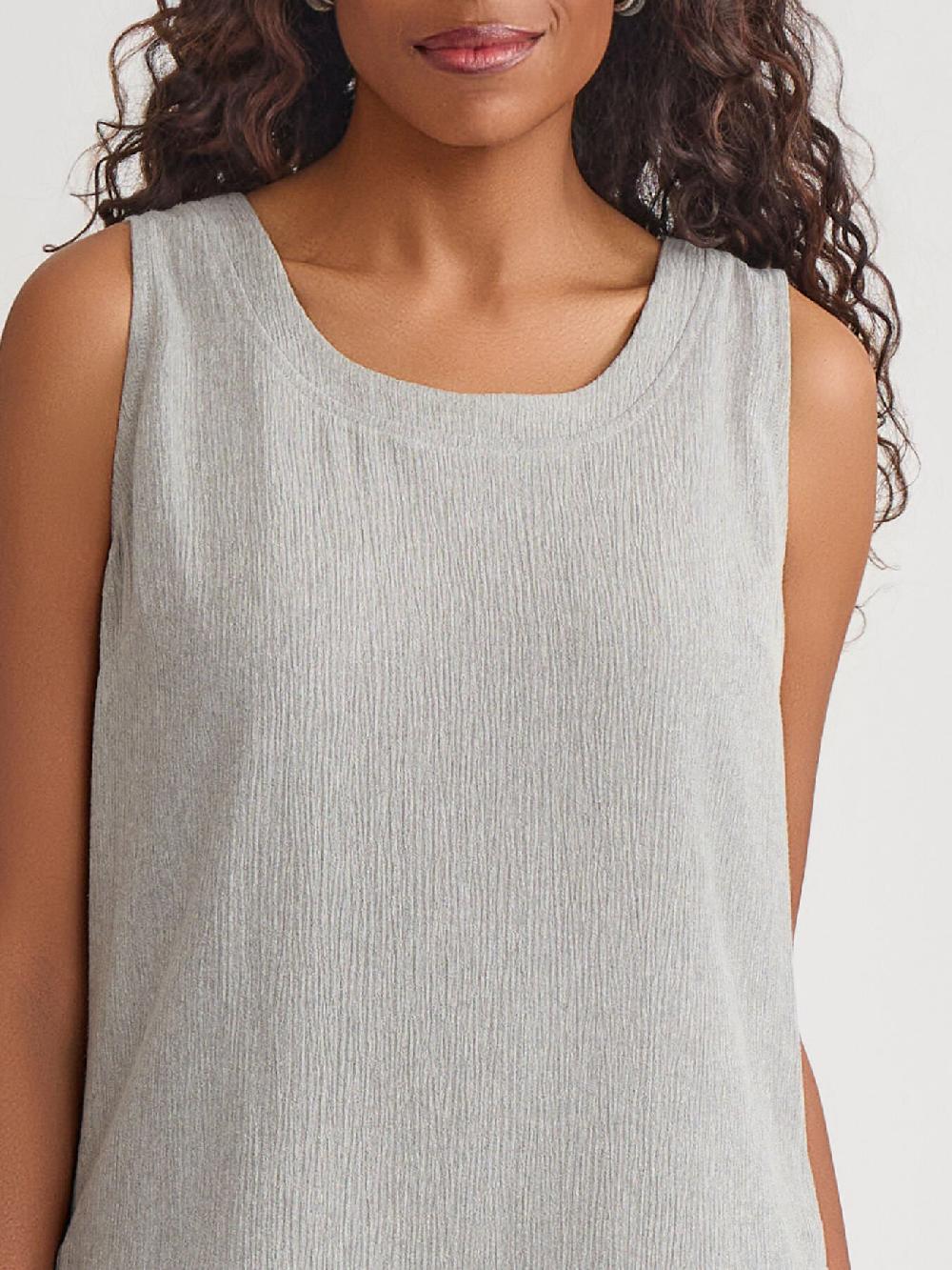 Kasper Sleeveless Scoop Neck Blouse Crinkle Woven