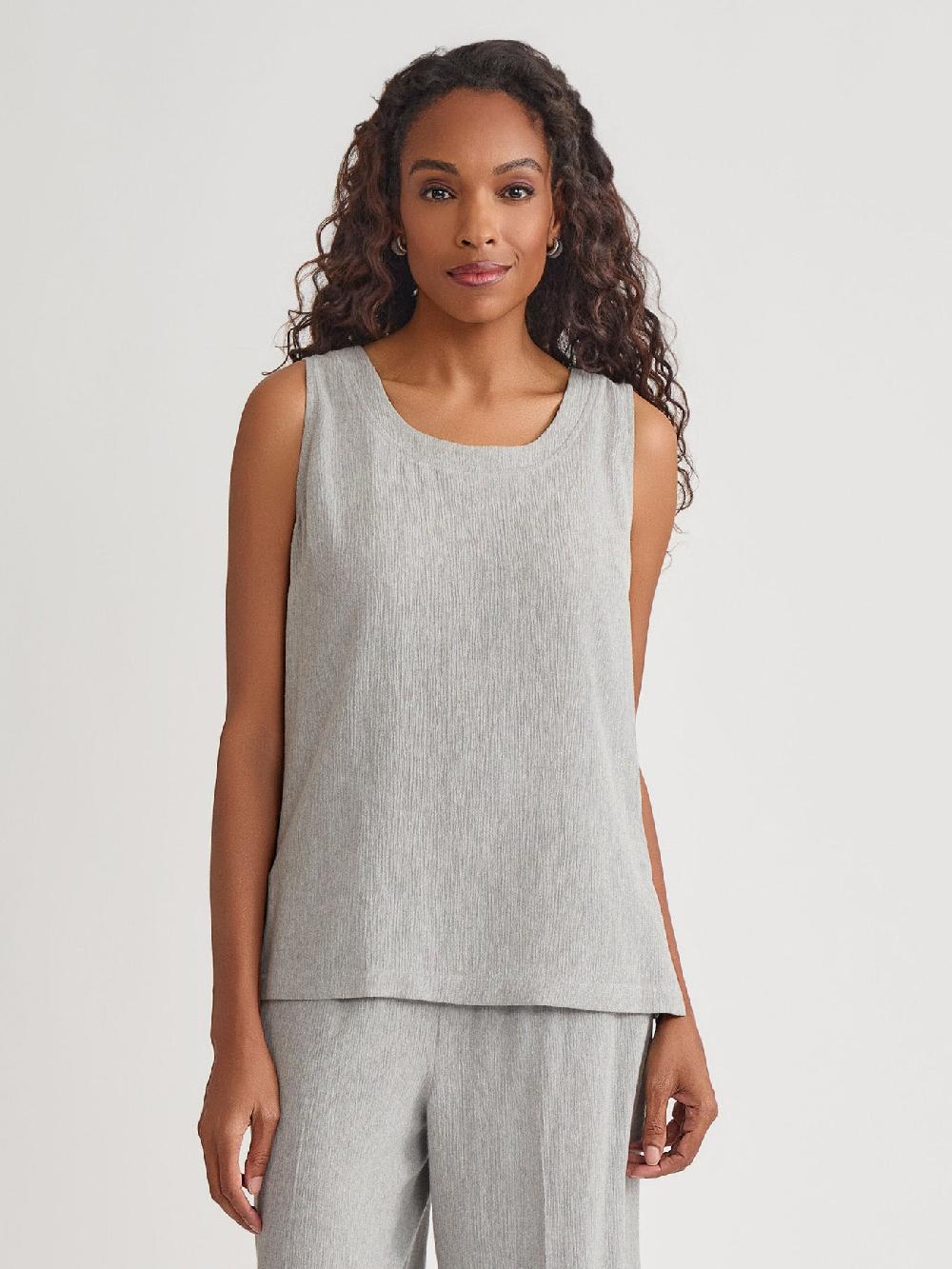 kasper Sleeveless Scoop Neck Blouse Crinkle Woven