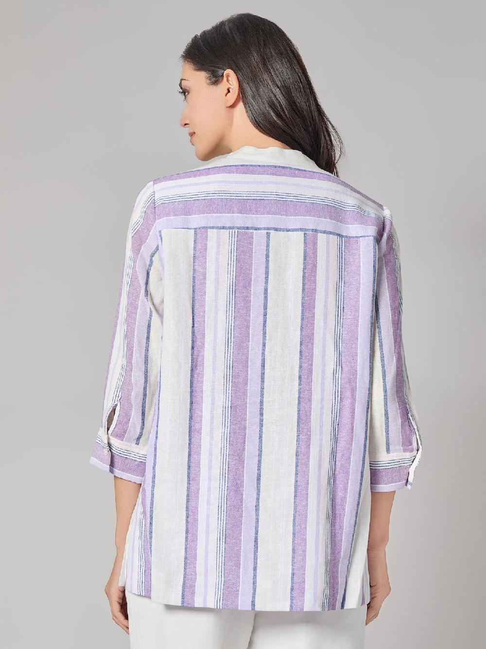 Kasper Striped Blouse Linen