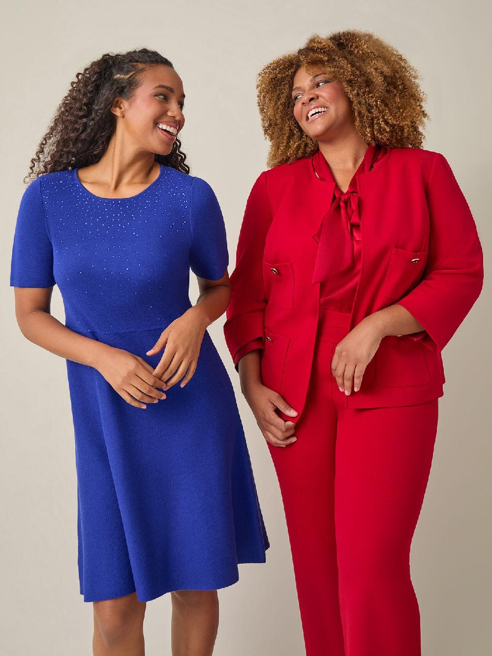 Kasper Tie-Neck Long Sleeve Blouse Crimson