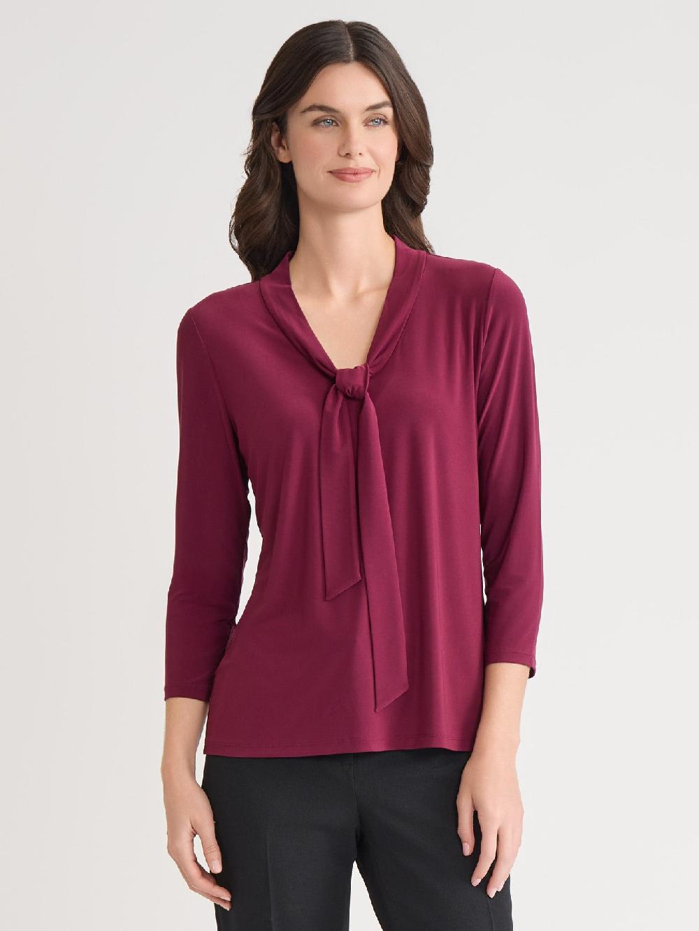 kasper Tie Neck Top Everyday Knit