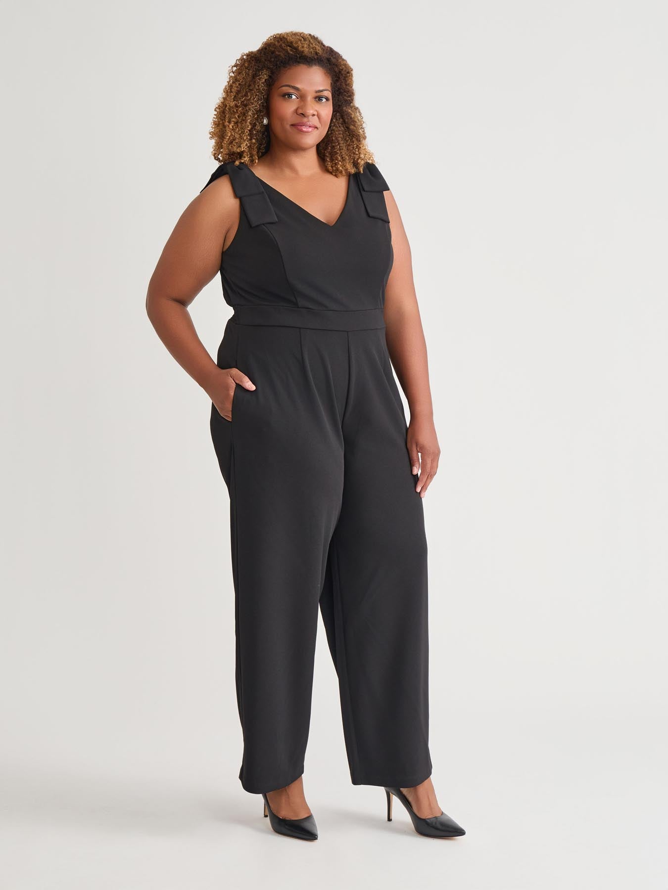 Kasper Tie Strap Jumpsuit Black