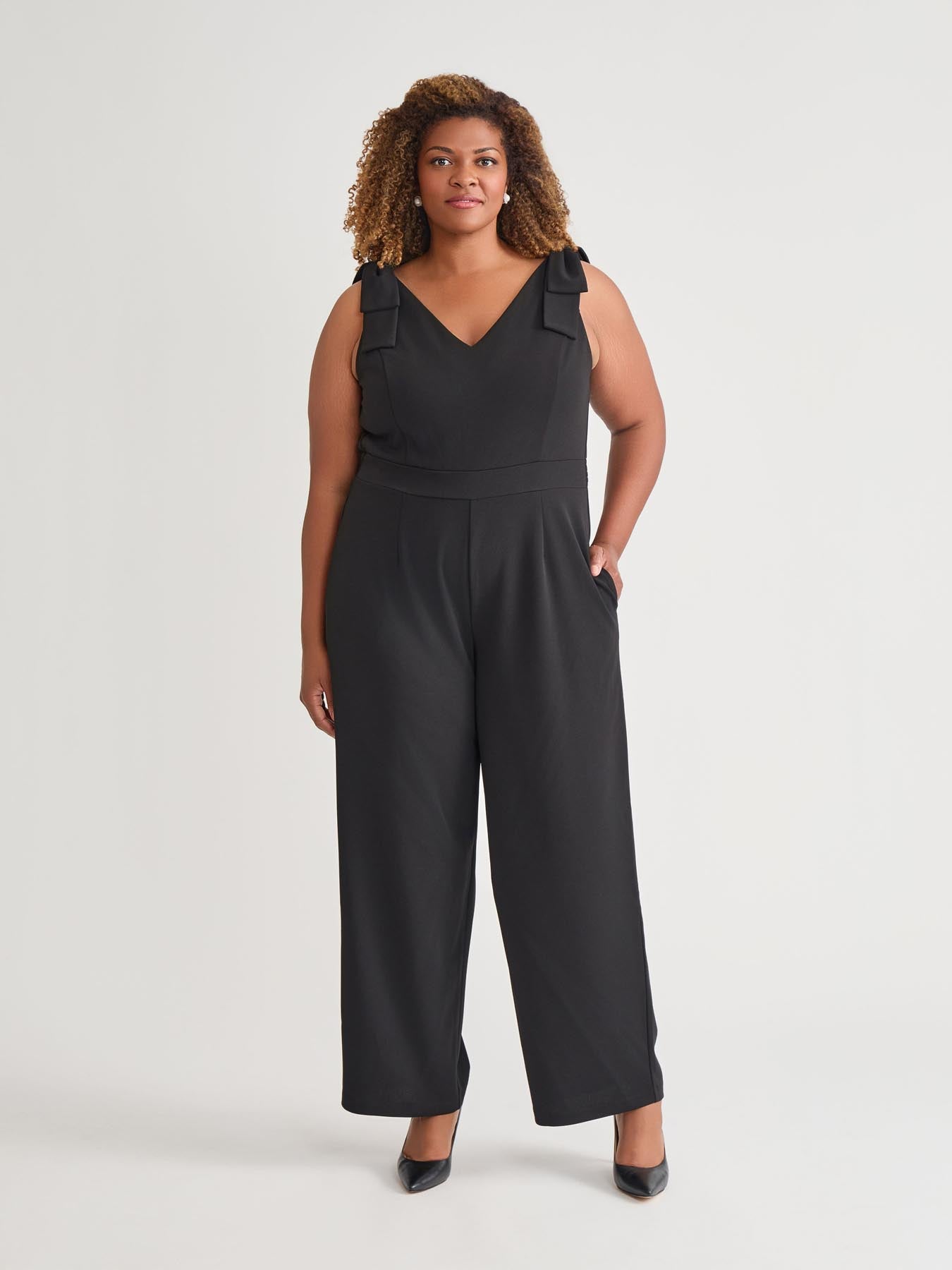 kasper Tie Strap Jumpsuit Black