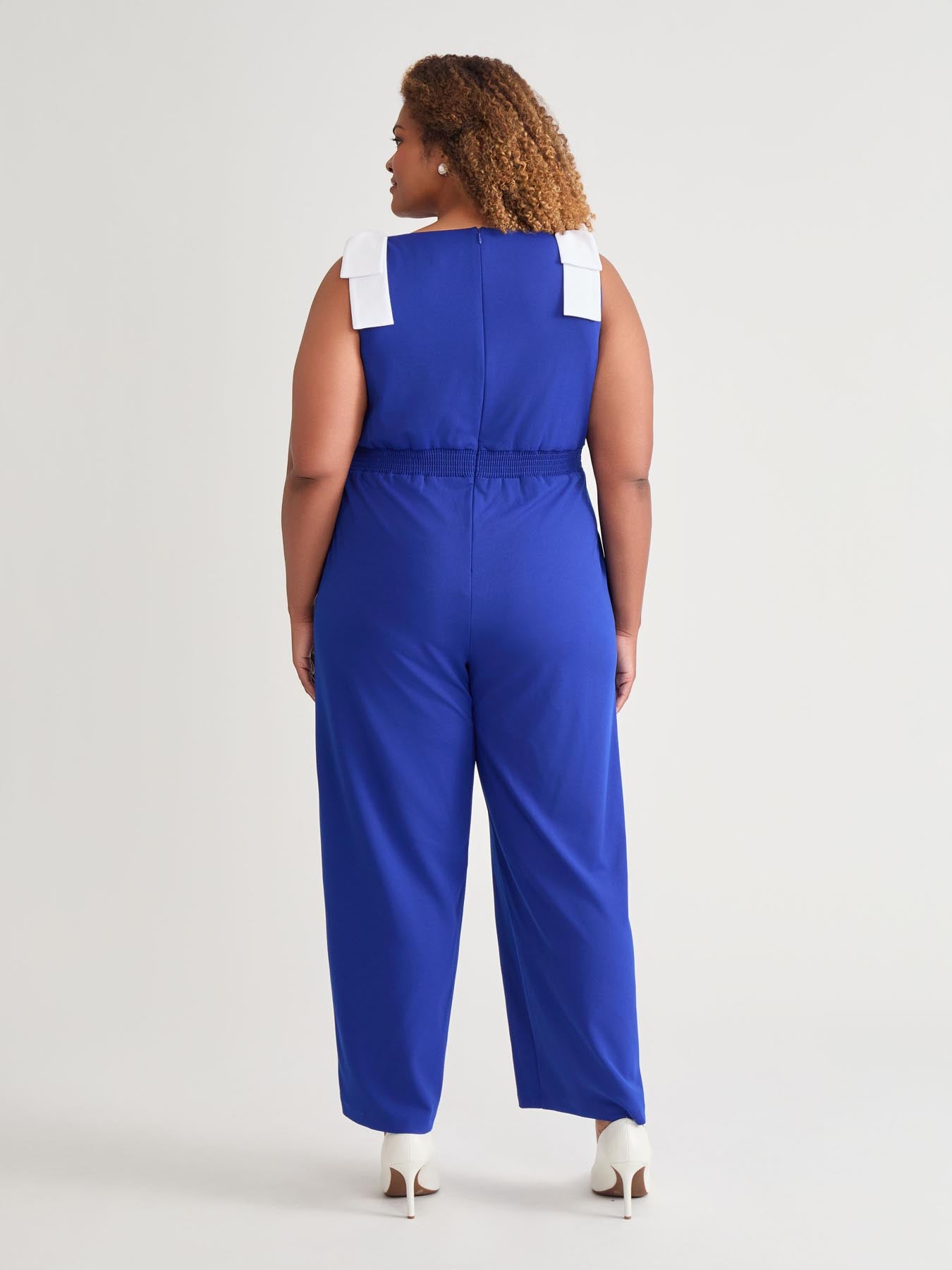 Kasper Tie Strap Jumpsuit Royal Signature/White
