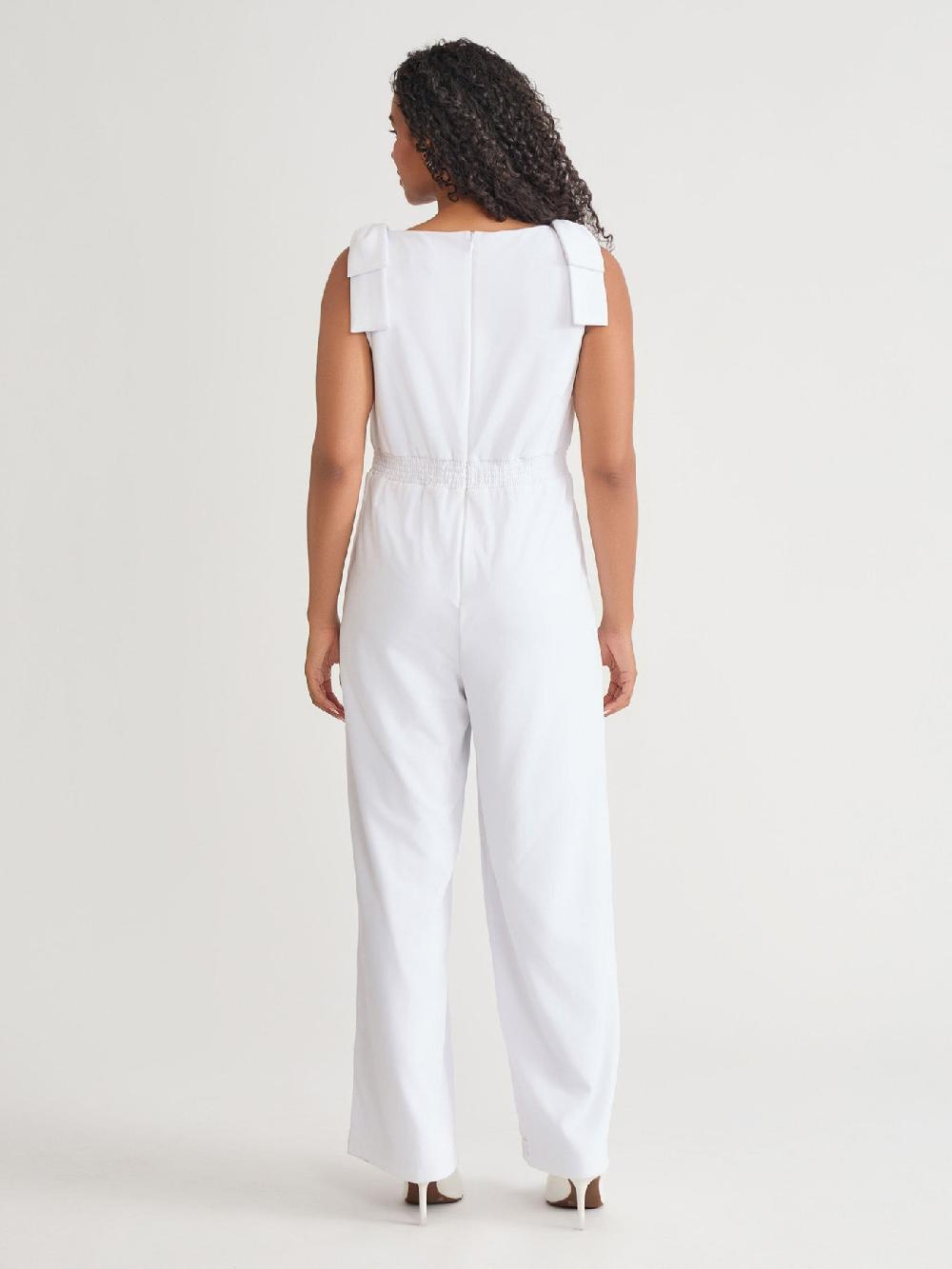 Kasper Tie Strap Jumpsuit White