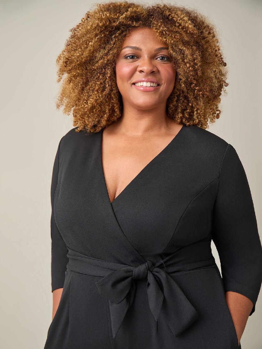 Kasper Tie-Waist Jumpsuit Black