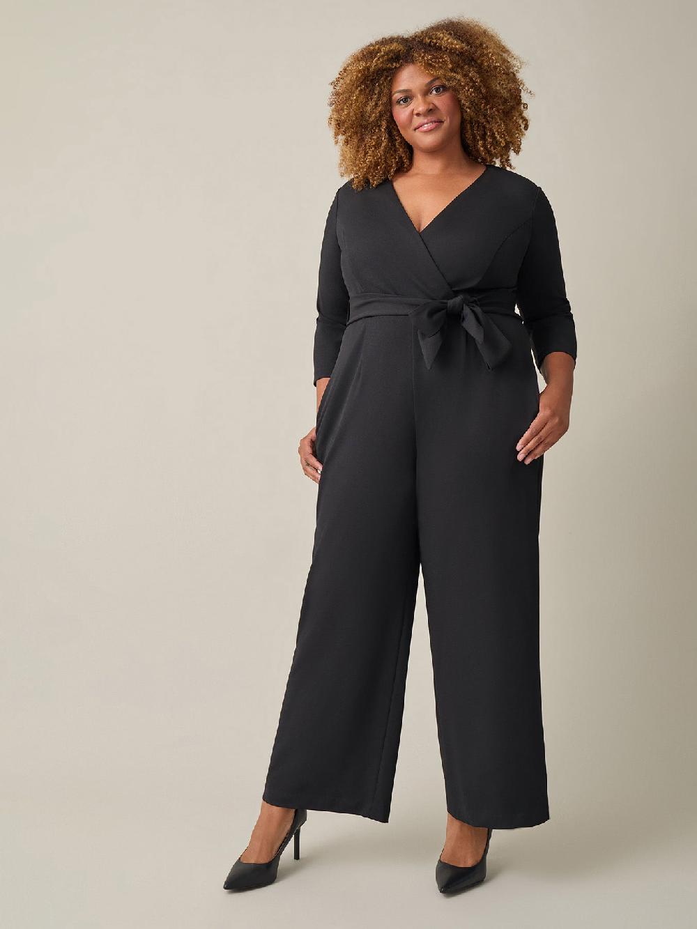 kasper Tie-Waist Jumpsuit Black