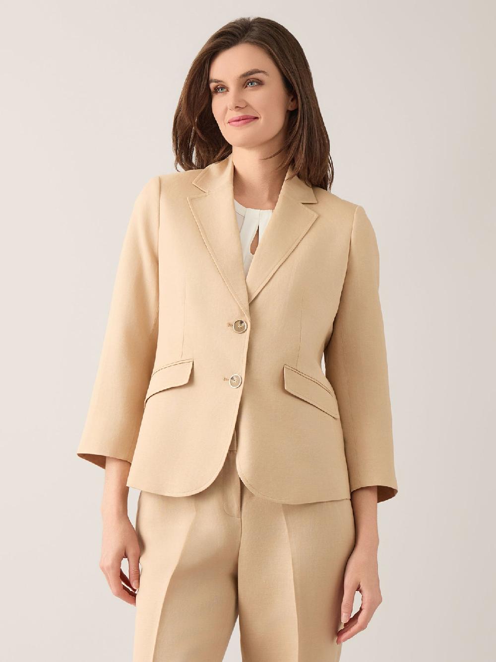 kasper Two-Button Jacket Refined Linen