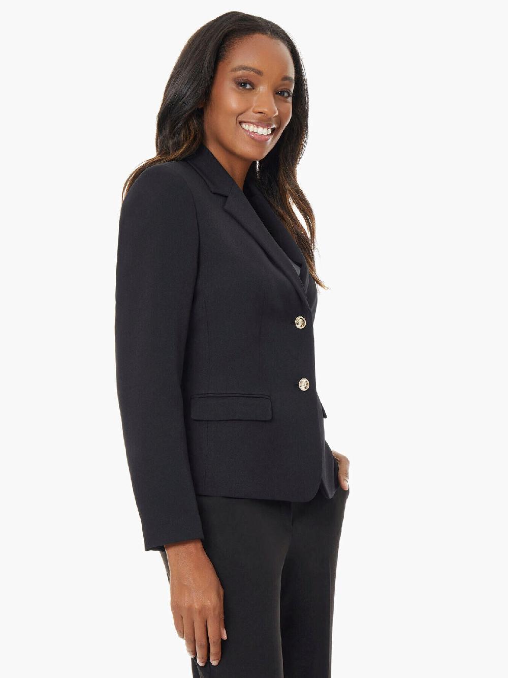 Kasper Two Gold Button Jacket Iconic Stretch Crepe