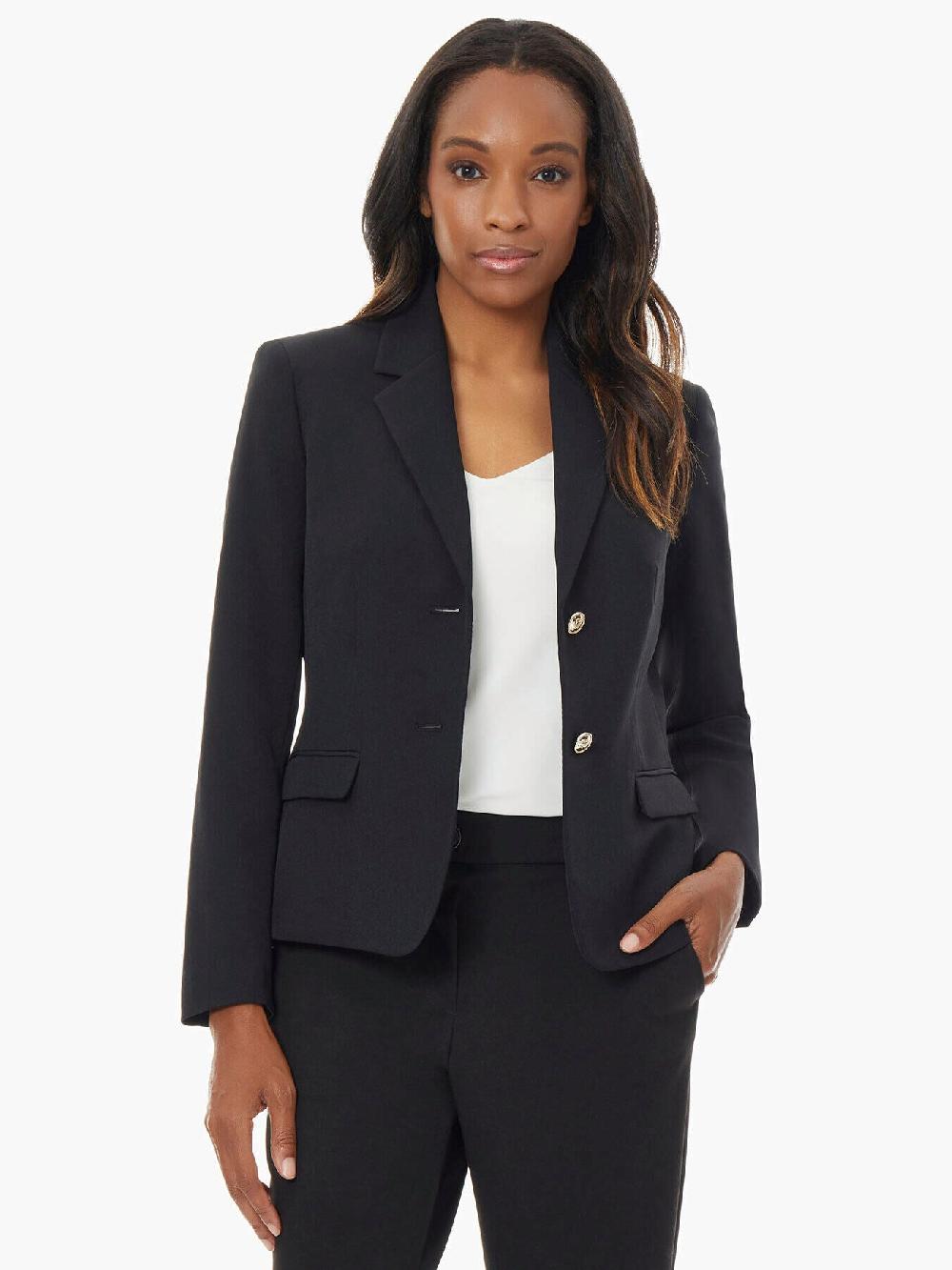 kasper Two Gold Button Jacket Iconic Stretch Crepe
