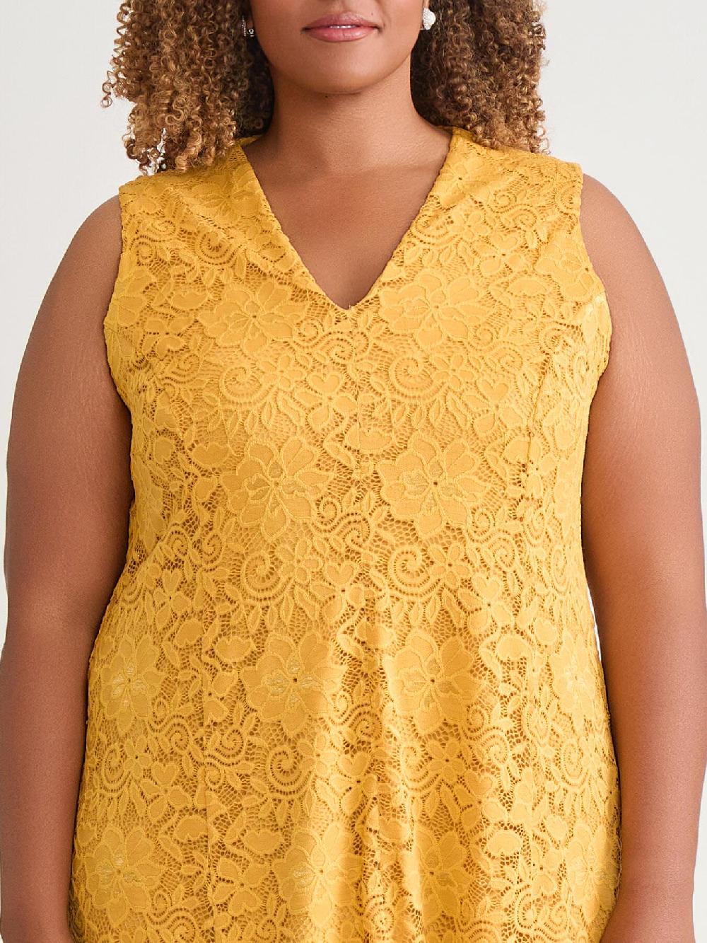 Kasper V-Neck Fit-and-Flare Dress Gold Signature