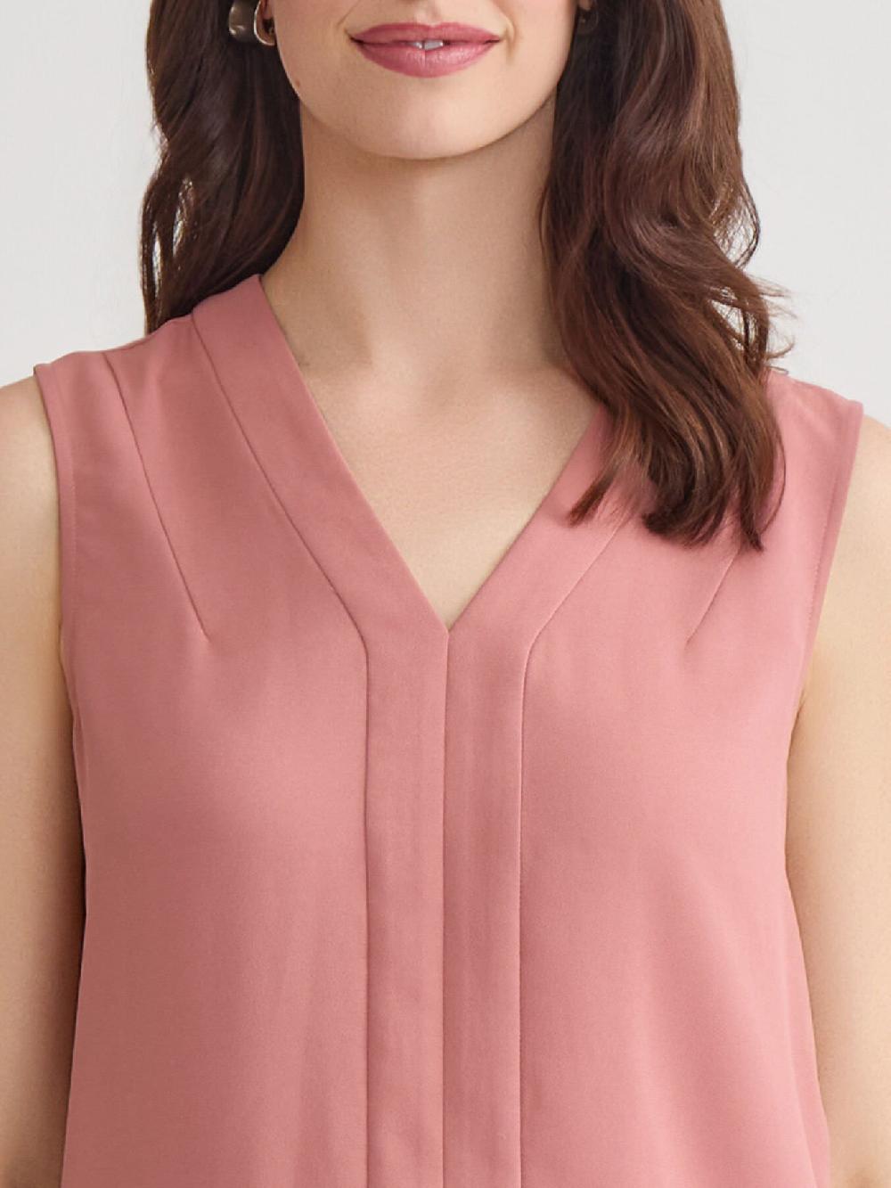 Kasper V-Neck Sleeveless Blouse Classic Drape