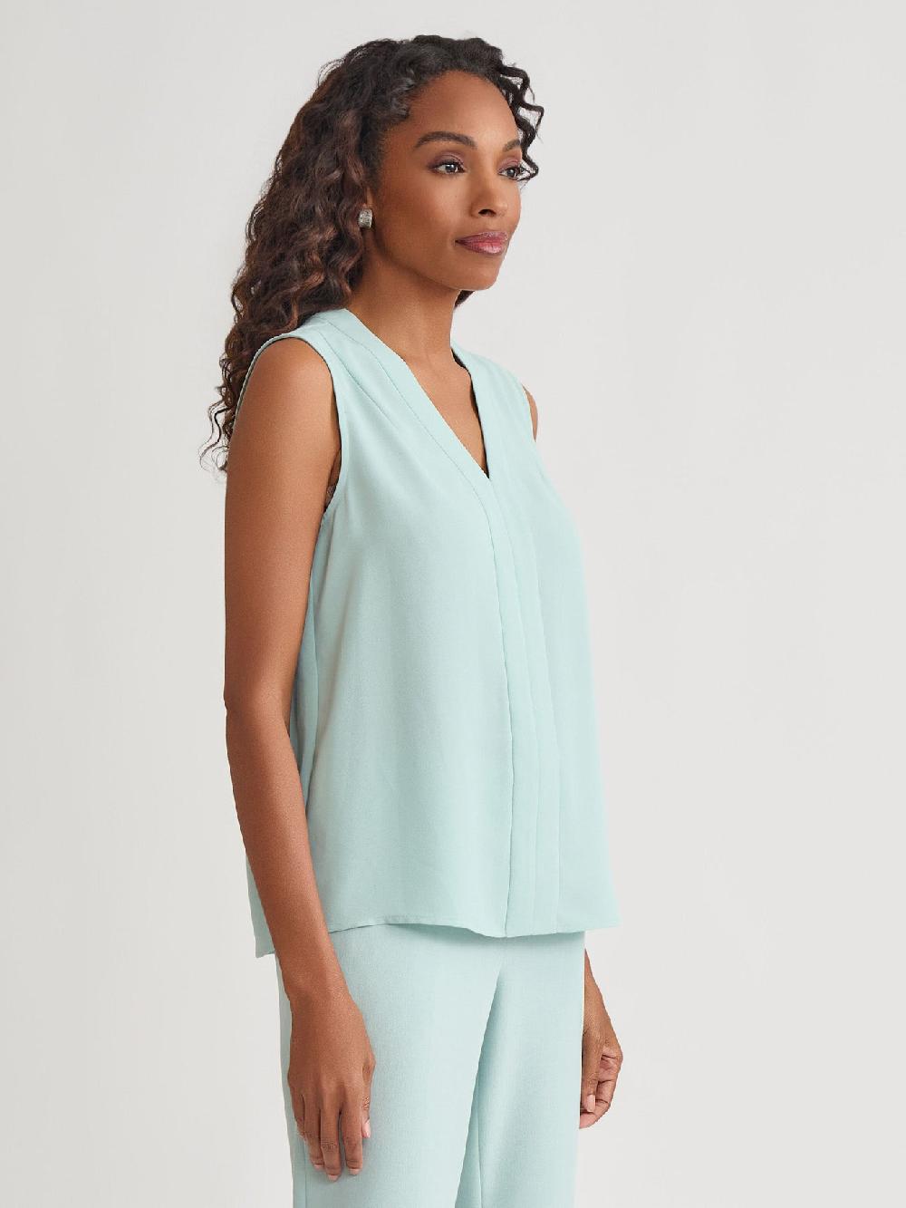 Kasper V-Neck Sleeveless Blouse Classic Drape