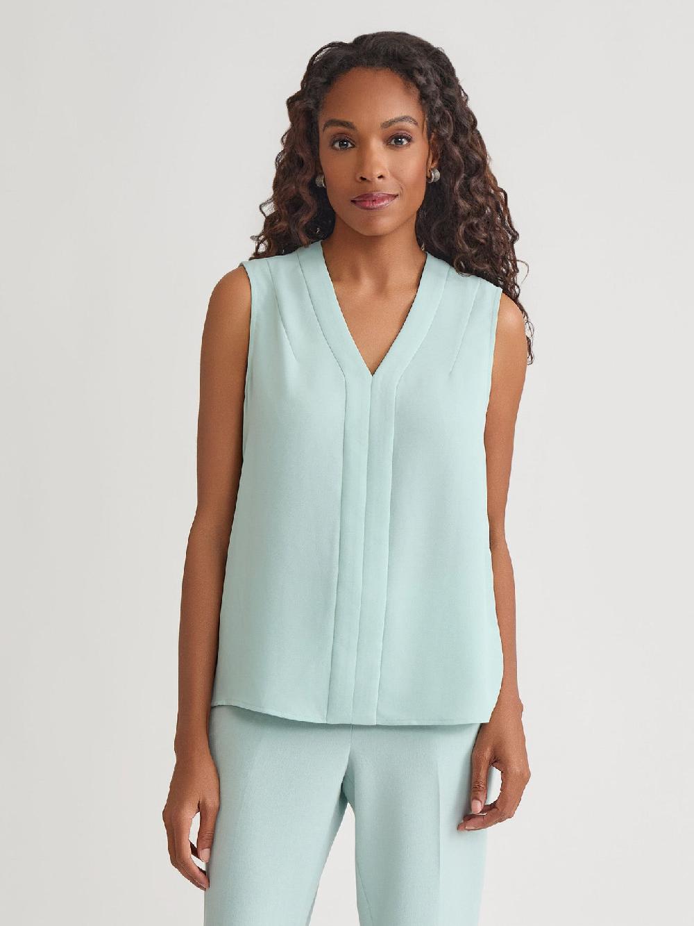 kasper V-Neck Sleeveless Blouse Classic Drape