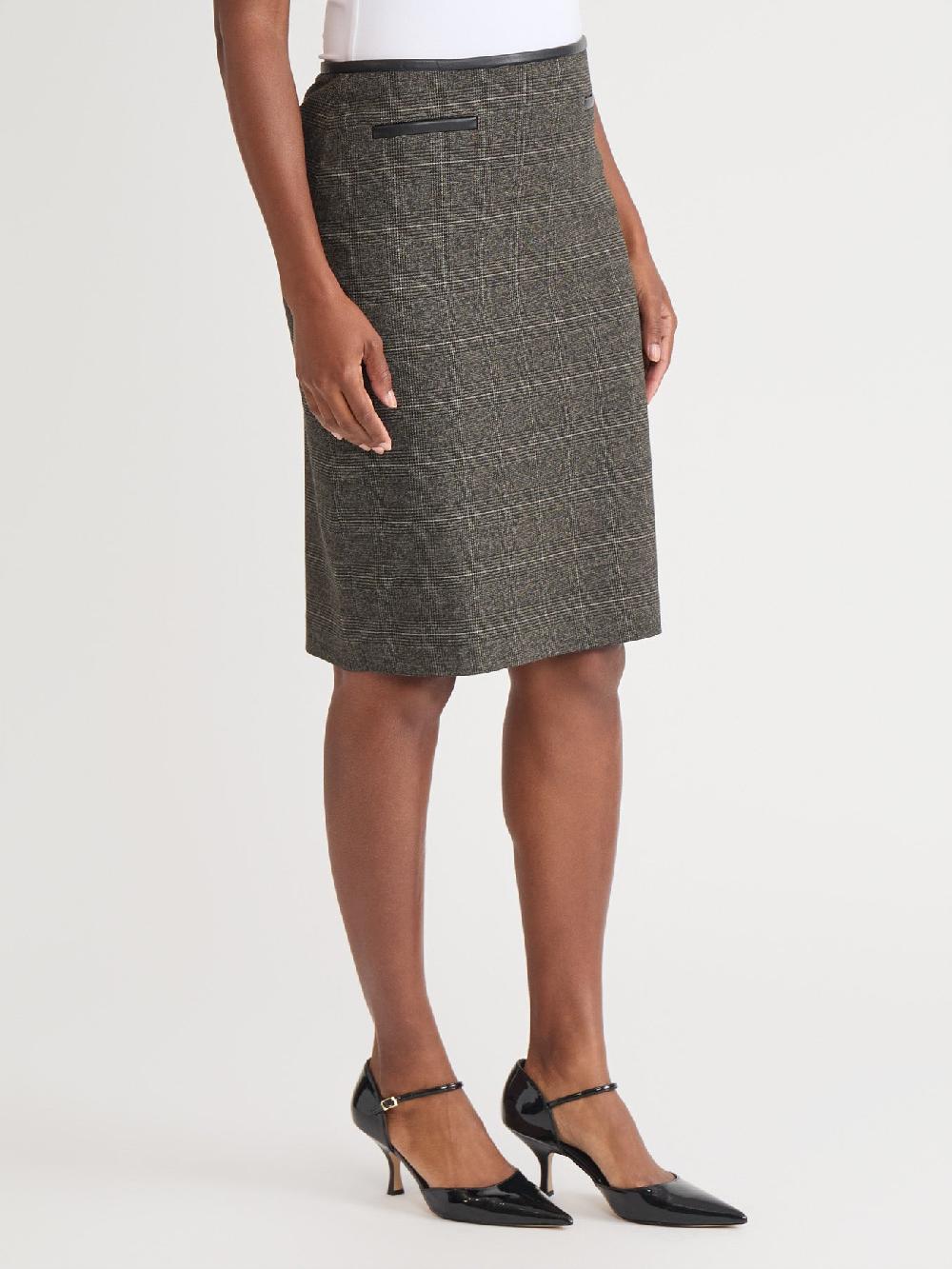 Kasper Vivien Skirt Plaid/Leather