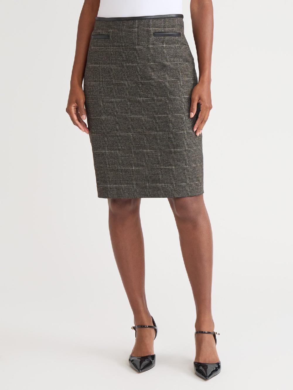 kasper Vivien Skirt Plaid/Leather