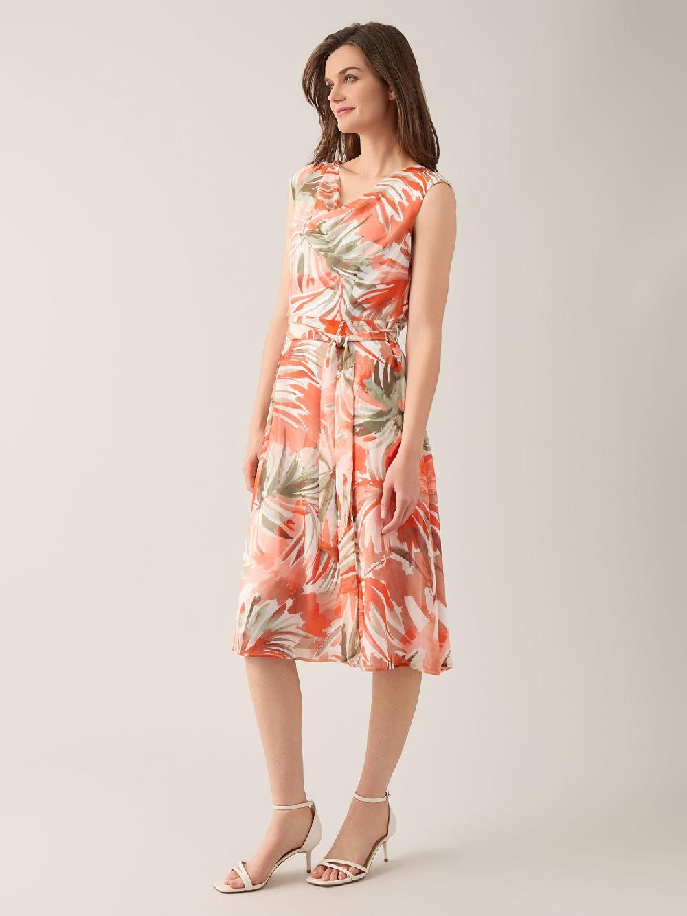 Kasper Watercolor Cowl Neck Dress Soft Drape