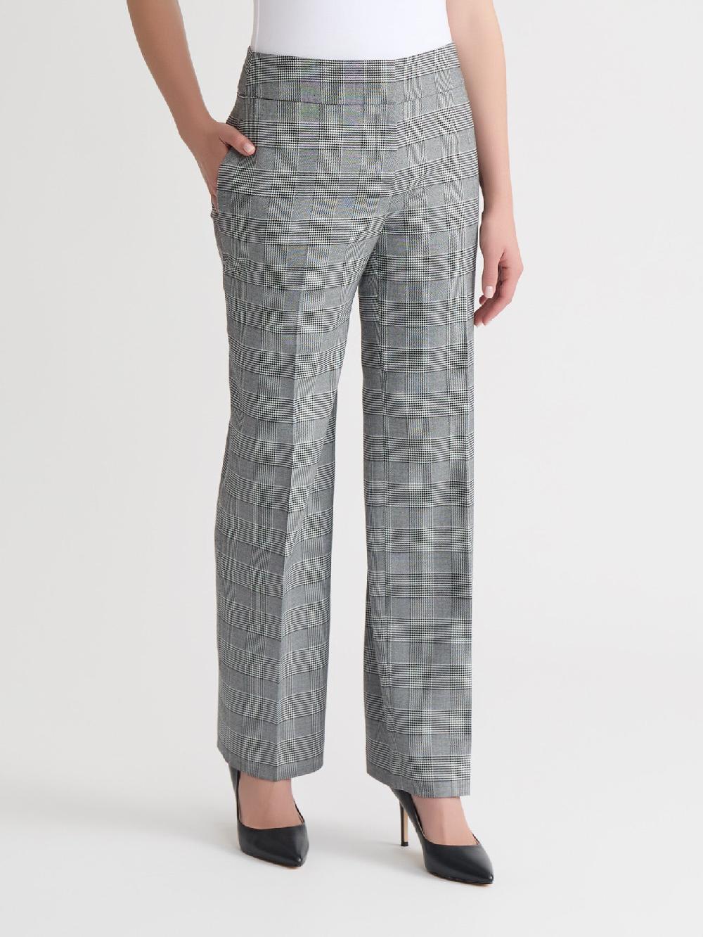 Kasper Wide Leg Pant Glen Plaid