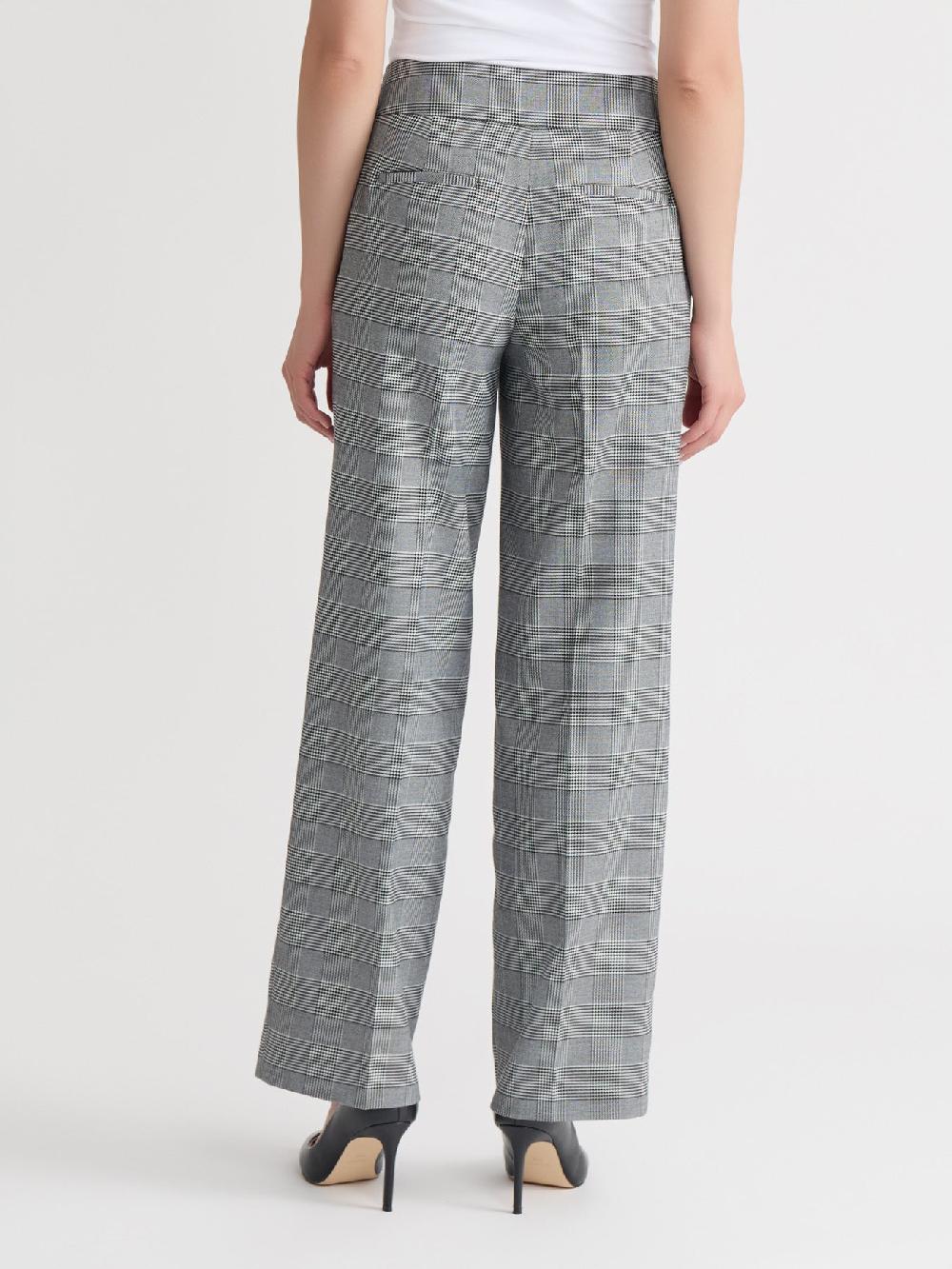 Kasper Wide Leg Pant Glen Plaid