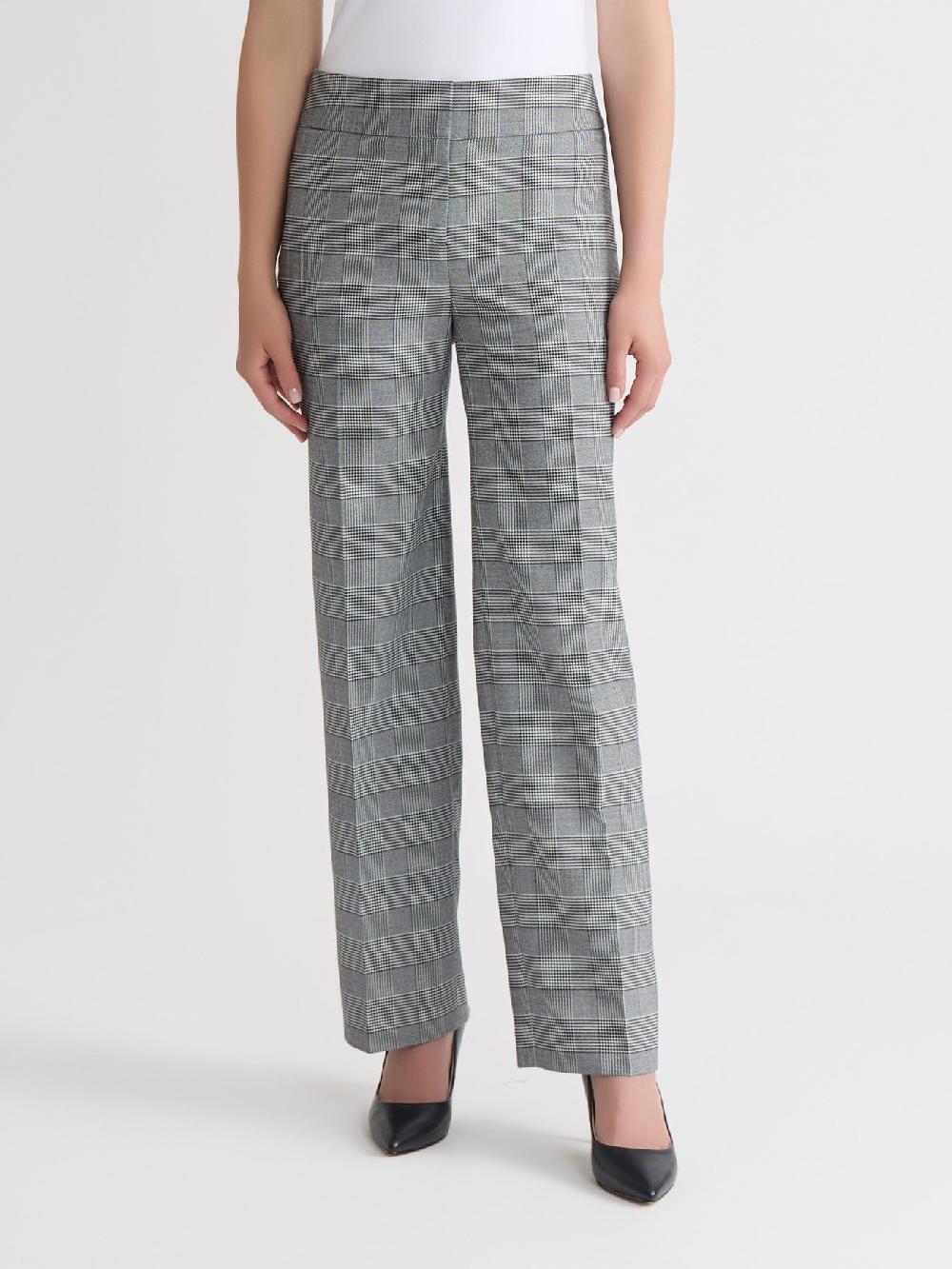 kasper Wide Leg Pant Glen Plaid