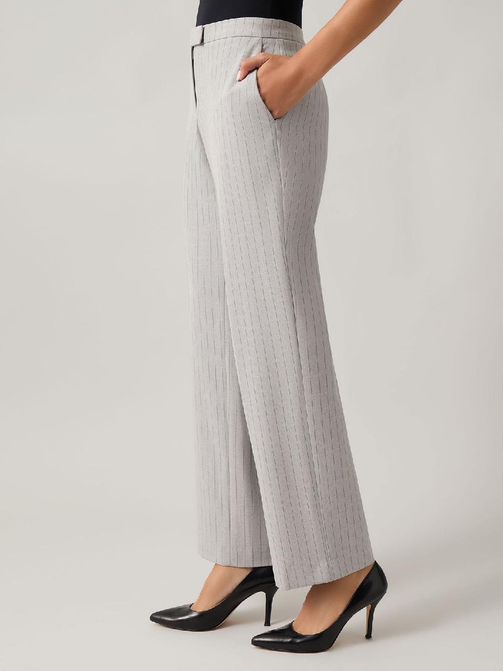 Kasper Wide Leg Pinstripe Trouser