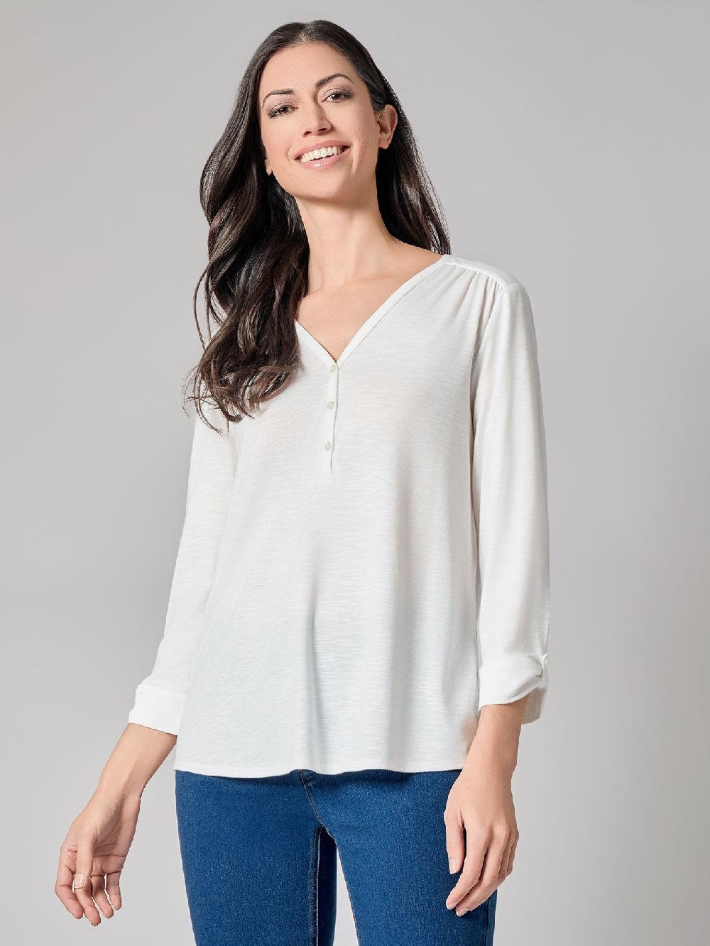 kasper Y-Neck Blouse