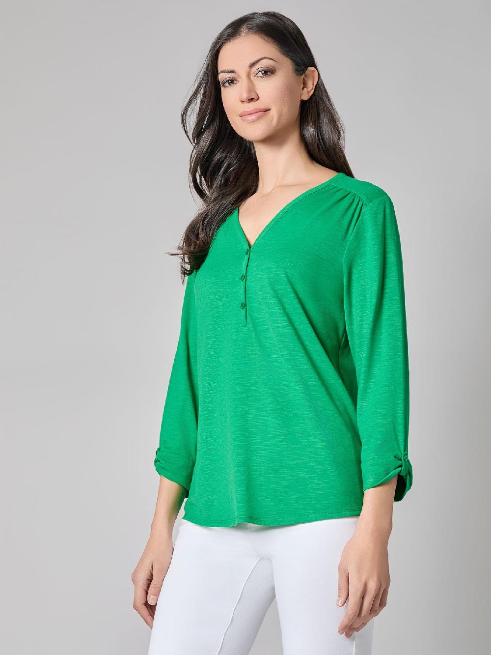 Kasper Y-Neck Blouse
