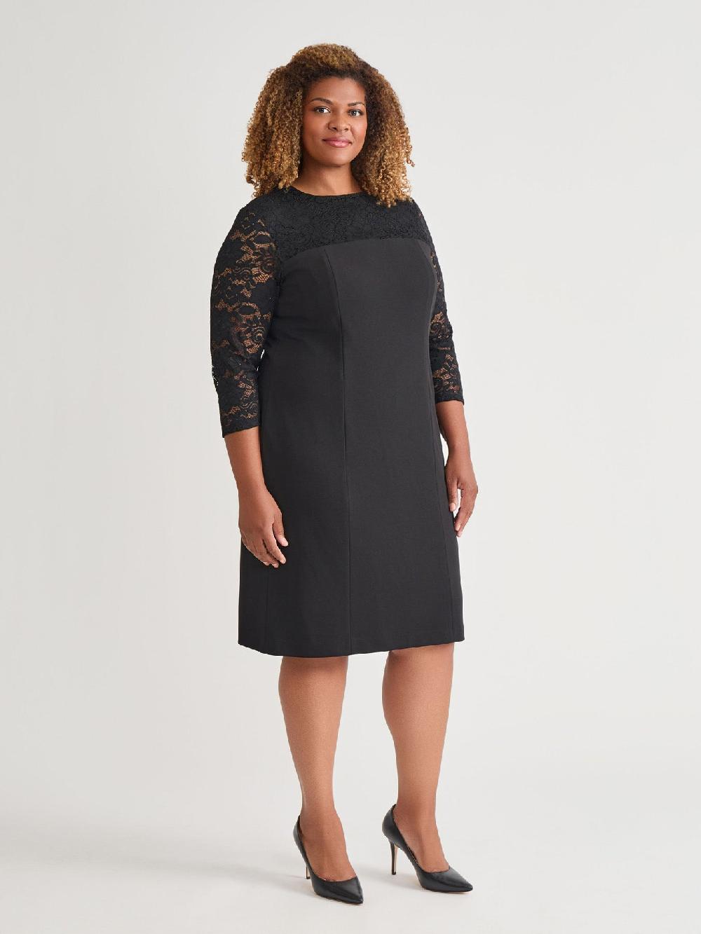 Kasper Yoke Sheath Dress Black