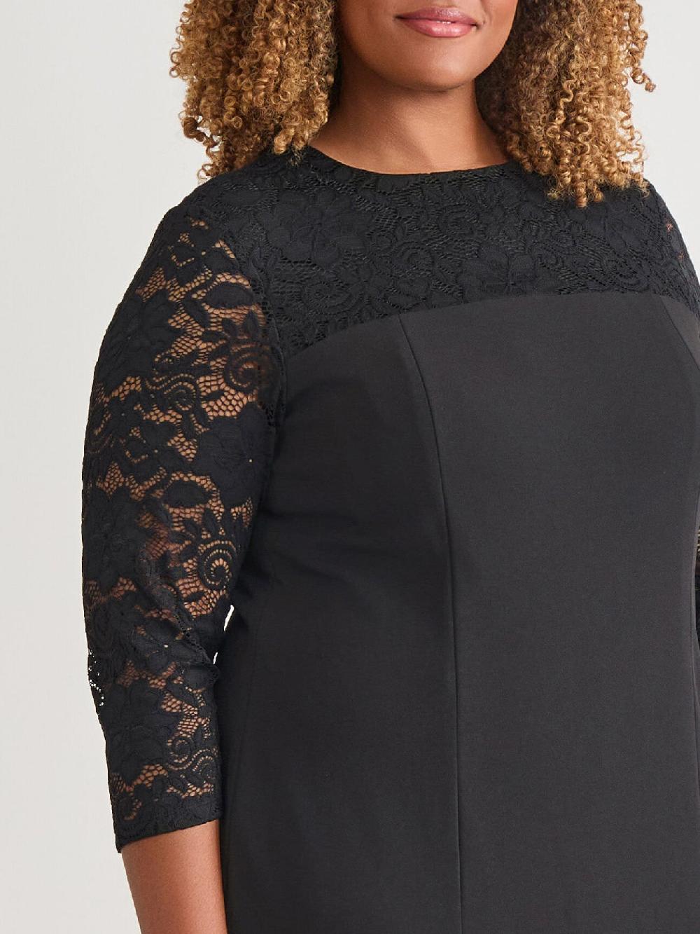 Kasper Yoke Sheath Dress Black