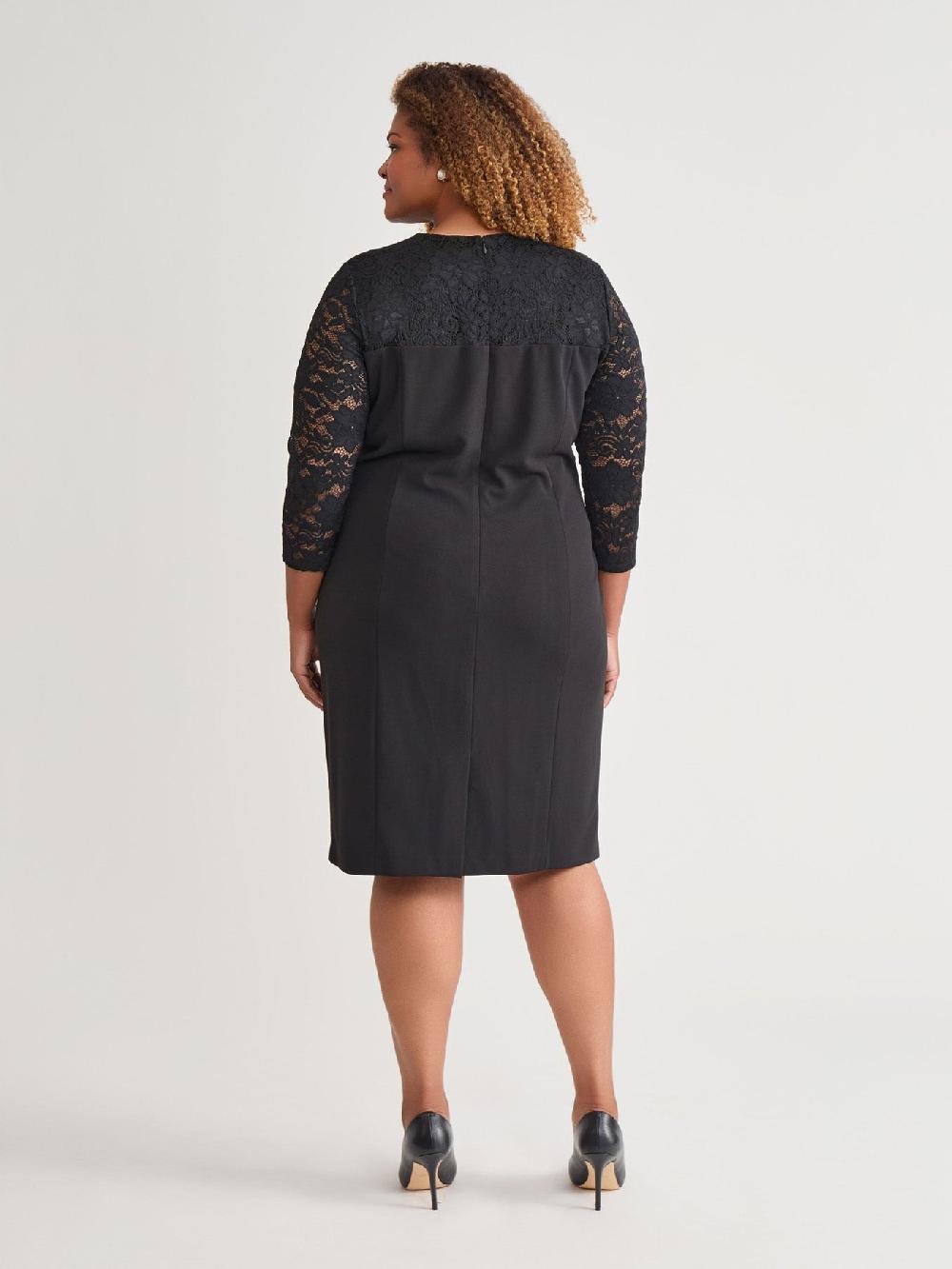 Kasper Yoke Sheath Dress Black